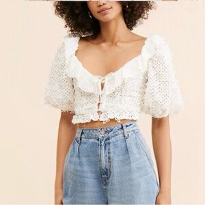 For Love And Lemons White Eyelet Blouse